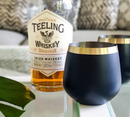 Black &amp; Brass Whiskey Glasses