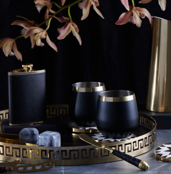 Black &amp; Brass Whiskey Glasses